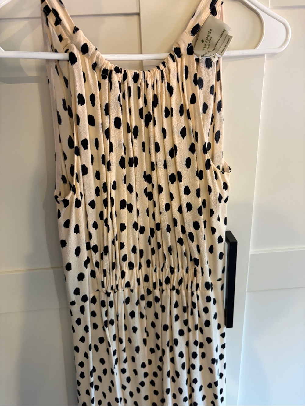 Kate Spade Sleeveless Cream and Black Polka Dot midi dress